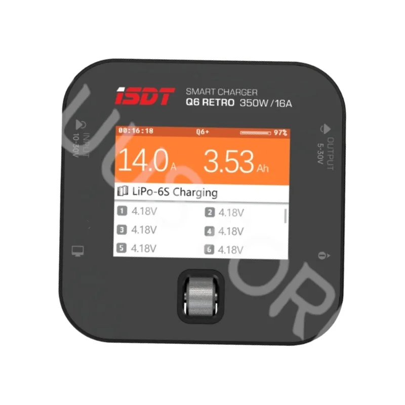

ISDT Q6 Retro 350W 16A DC Lipo Battery Balance Charger Discharger for 2-6S Digital Battery Li-Po Li-Hv Li-Ion Li-Fe NiMH Ni-Cd