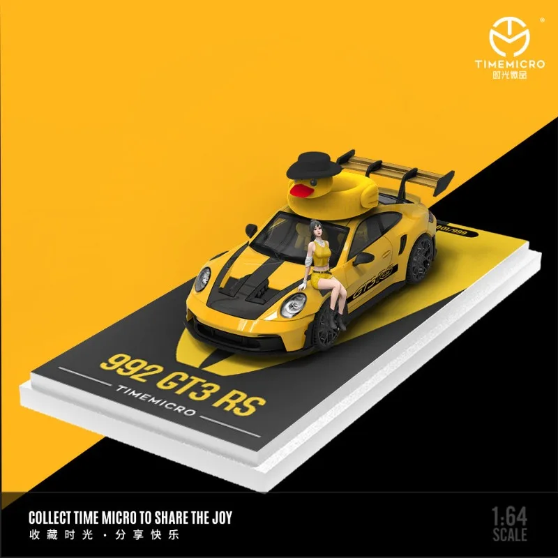 โมเดลรถ TM Diecast สเกล 1/64 รถปอร์เช่ 992 GT3 RS 'บิ๊กเยลโลดั๊ก' ทำจากโลหะผสม ของเล่นสำหรับเด็กผู้ชาย ของขวัญ