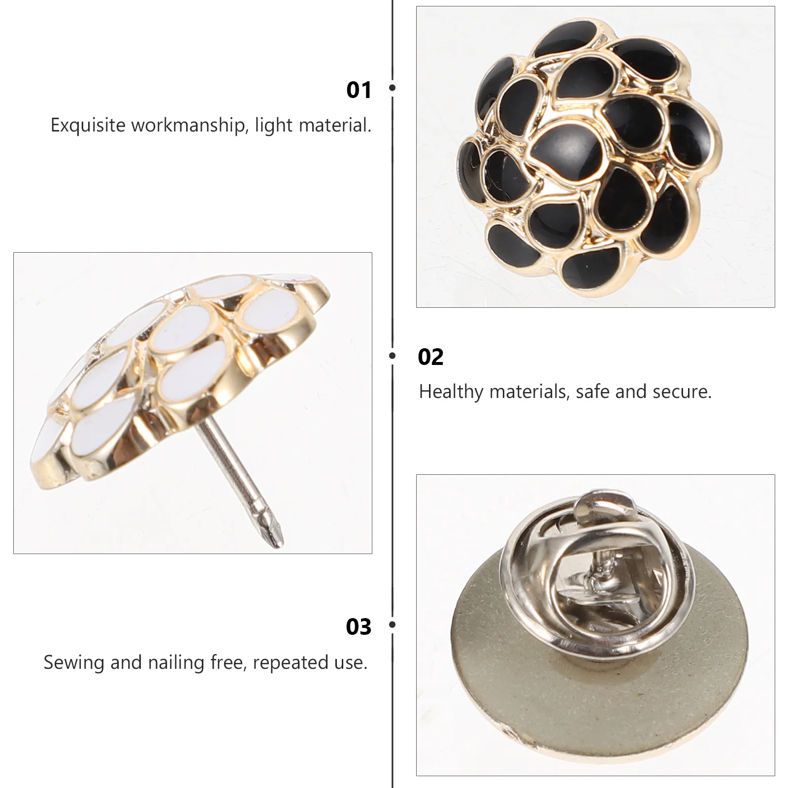 

20Pcs Seamless Clothing Replacement Buttons Stylish Coat Decorative Brooches Lightweight DIY Clothes Accessories for