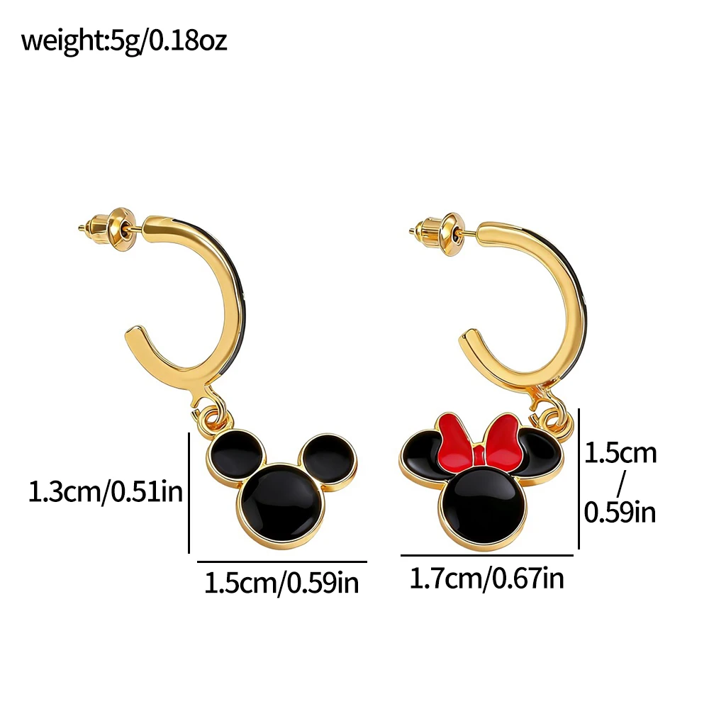 Fashionable Cute Cartoon Mickey Minnie Enamel Asymmetric Pendant for Boys and Girls Birthday Party Toys Accessories Gifts