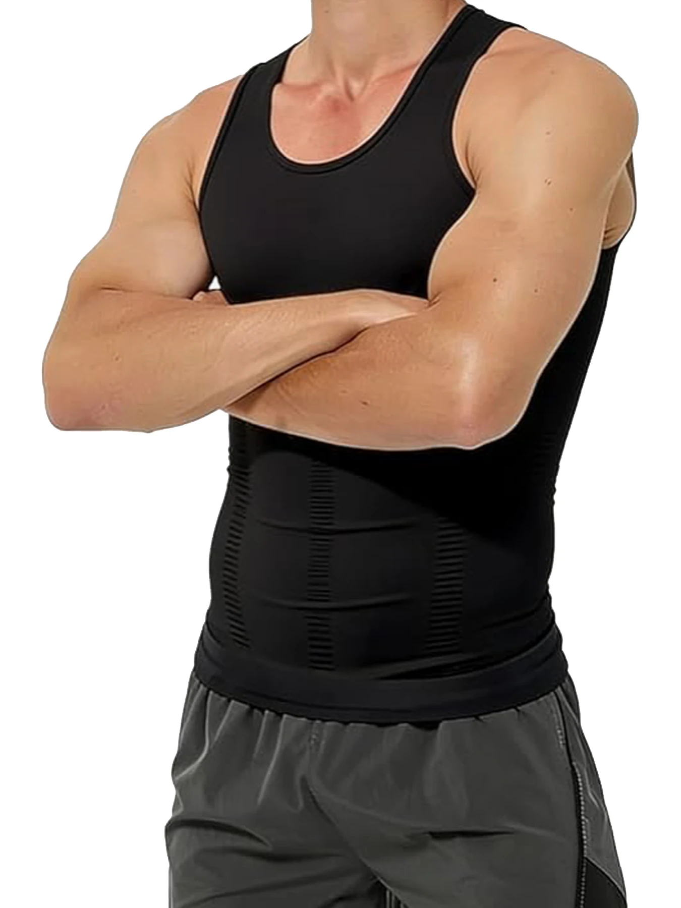 Men's Slimming Compression Tummy Vest Shirt Chest Shaper Girdle Tank Top for Flat Belly