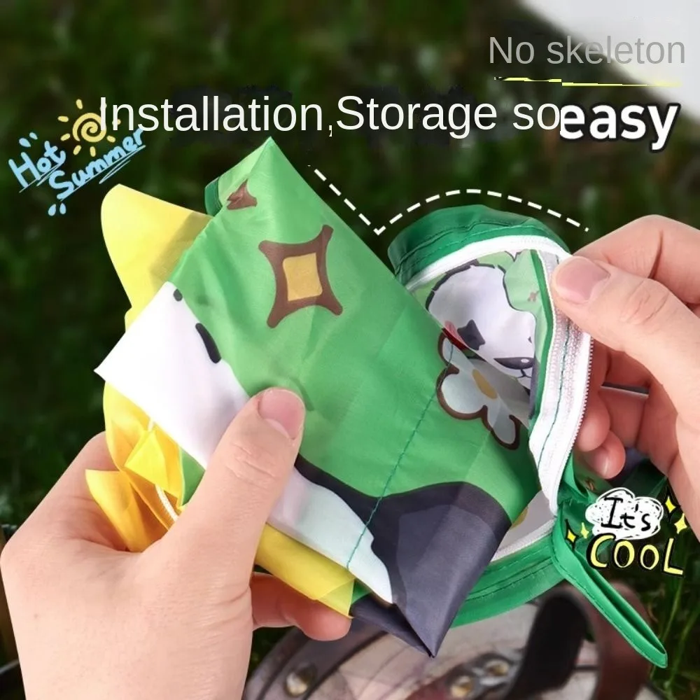 Frameless Spring Outing Pocket Kite Handheld Easy To Fly Cartoon Panda Wind Kites Portable Colorful Foldable Kite Toys
