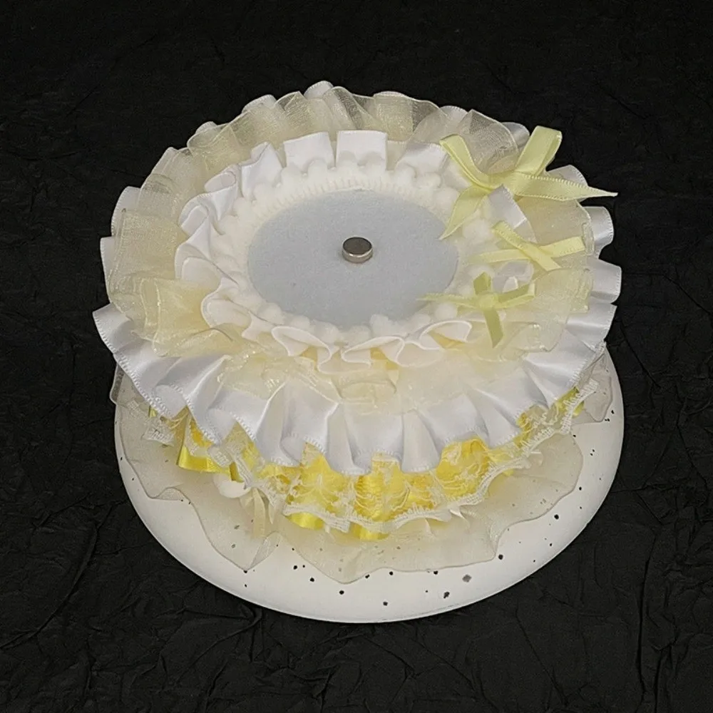 Creative Lace Magnetic Anime Cake Badge Holder Pearl Bow Pins Display Base 3D Handmade Ornate Ribbon Badge Flower Badge Display