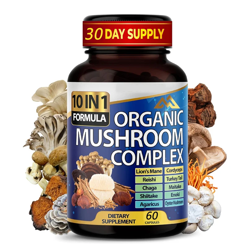 

10 in 1 high-strength mushroom supplement: Lion mane, Cordyceps sinensis,Ganoderma lucidum - memory and focused brain supplement