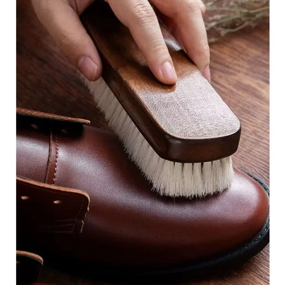 فرشاة العناية بالأحذية من الصوف الناعم، مقبض خشبي، منظف تلميع متعدد الوظائف، فرشاة العناية بالجلد الصديقة للبيئة المنزلية #6