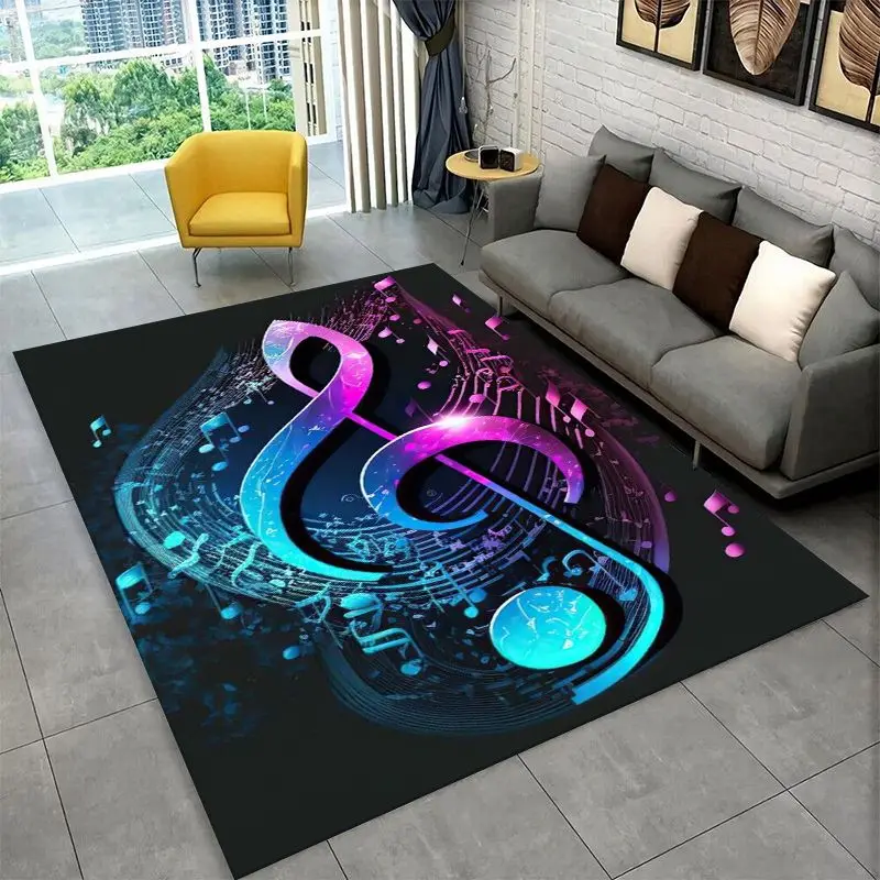 Fashion Musical Note Instrument Staff Art Large Area Rug Non-slip Durable Carpet for Bedroom Living Room Sofa Doormat Home Decor