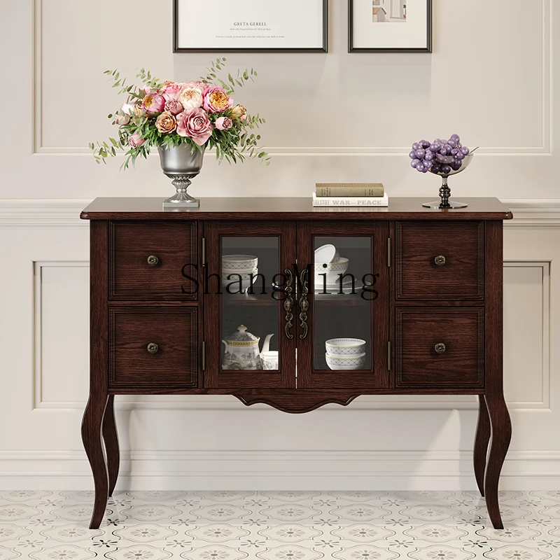 

ZYY solid wood semi-round entrance table corridor table against the wall table living room sofa background cabinet