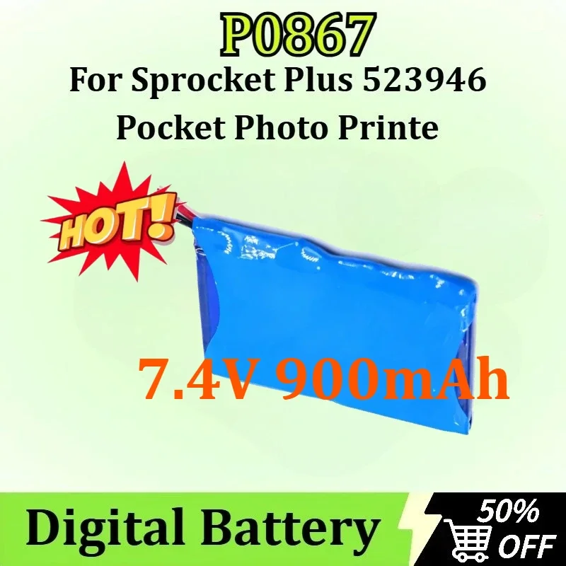 SWZY New P0867 7.4V 900mAh Digital Battery for Sprocket Plus 523946 Pocket Photo Printer Battery
