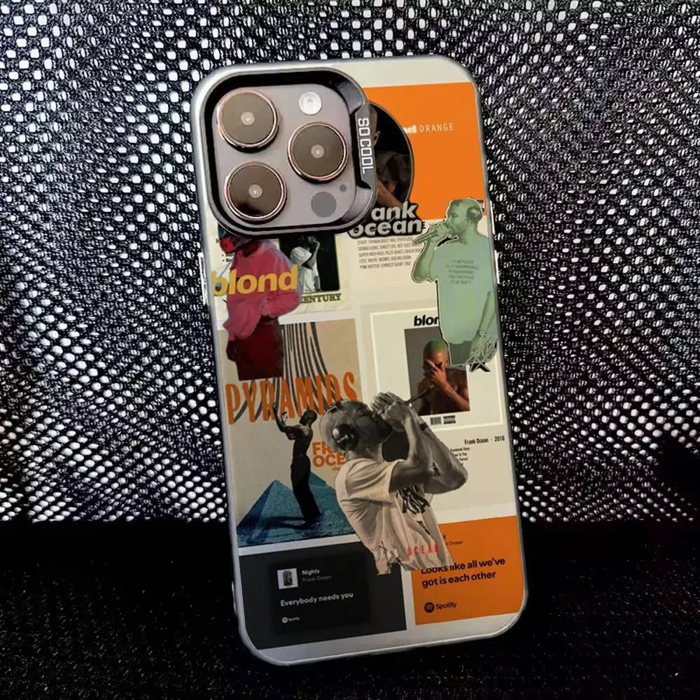 حافظة هاتف المغني فرانك بلوند أوشنز لهاتف آيفون 16,15,14,13,12,11,8,7,Pro,Max,Plus,Mini,XS,SE مضادة للسقوط باللون الأسود غير اللامع