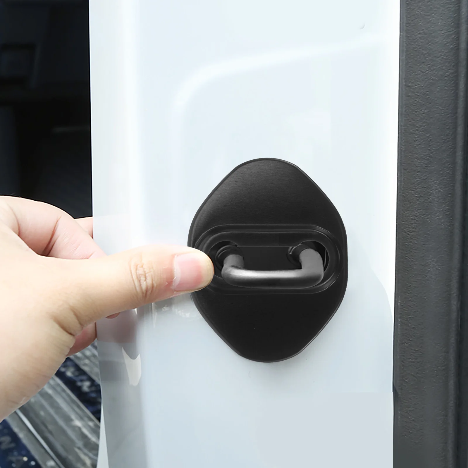 

2pcs Door Lock Covers Aluminum Alloy Durable Protective Metal Car Door Lock Cover Protector Accessories For Easy