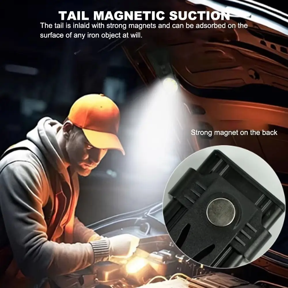 

Portable Work Light Hands-free Bright Light Magnetic Flashlight 10 Lighting Modes Rechargeable Hat Clip Headlight Daily Use