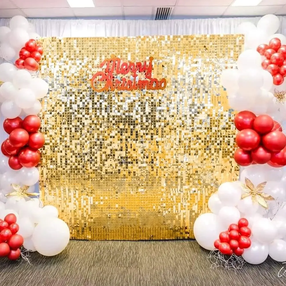 30 Pieces 6ftx5ft Shimmer Wall Backdrop Sparkly Gold Giltter Background for Party Wedding Birthday Engagement Bachelorette Parti