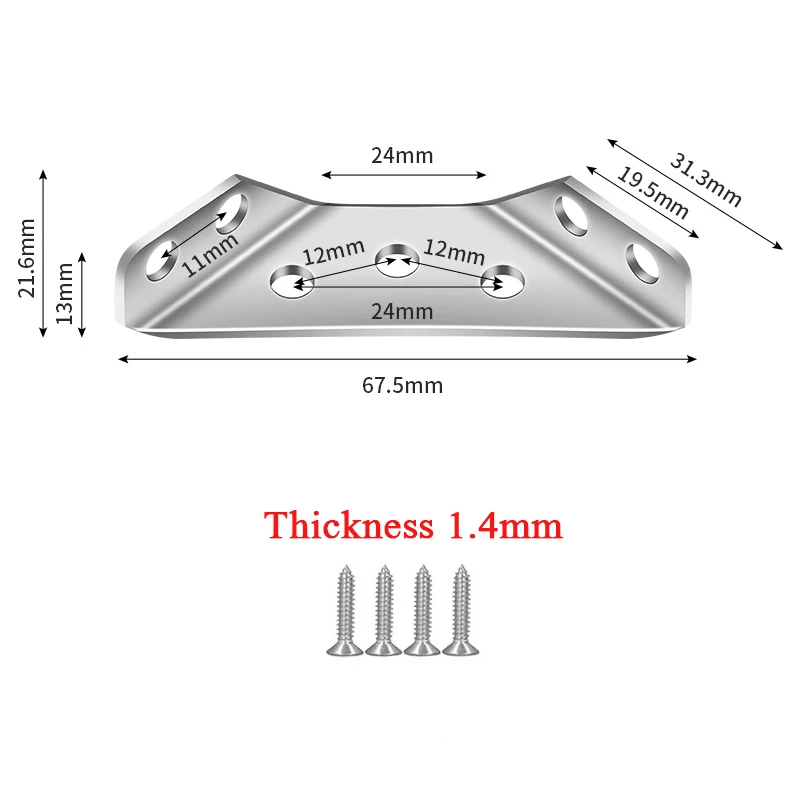 Conector de esquina Universal para muebles, soportes de esquina de acero inoxidable para estante angular de gabinete, Kits de soporte fijo con tornillo