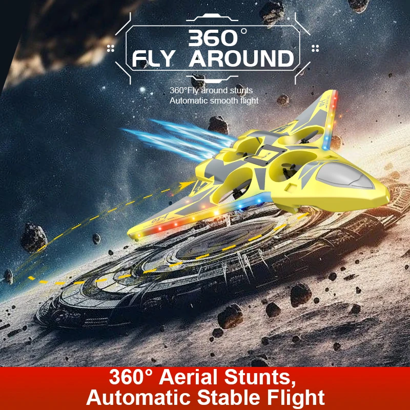 2.4g relógio controle sombra lutador jato 4 motores elétrico espuma planador avião com 3d dublê rolo rc aeronave brinquedo
