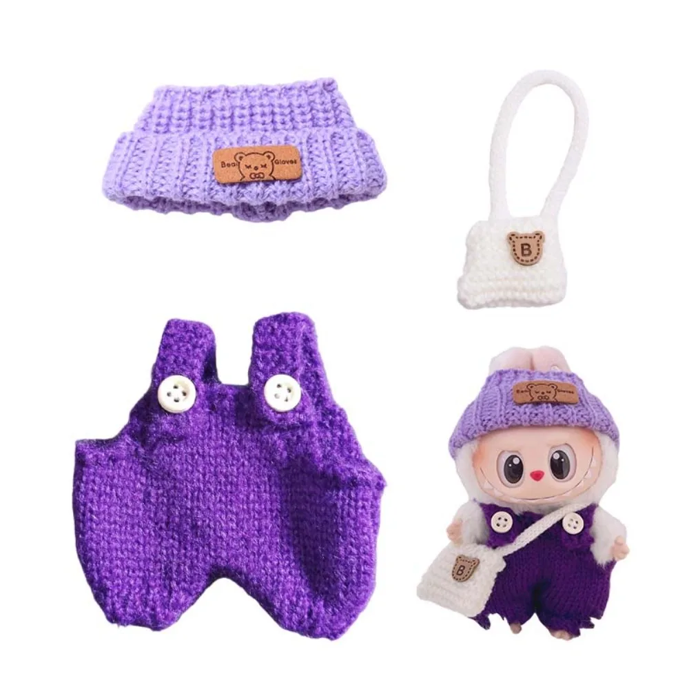 Para 15-17cm labubu boneca acessórios roupa roupas urso etiqueta chapéu amor camisola conjunto bonito decoração pequenas roupas brinquedo coletores