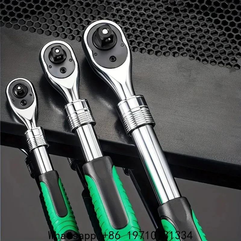 Retractable Ratchet Set 1/4 3/8 1/2 Inch Drive Rotating Ratchet Reversible Drive 72 Tooth Socket Wrench Mechanical Tool