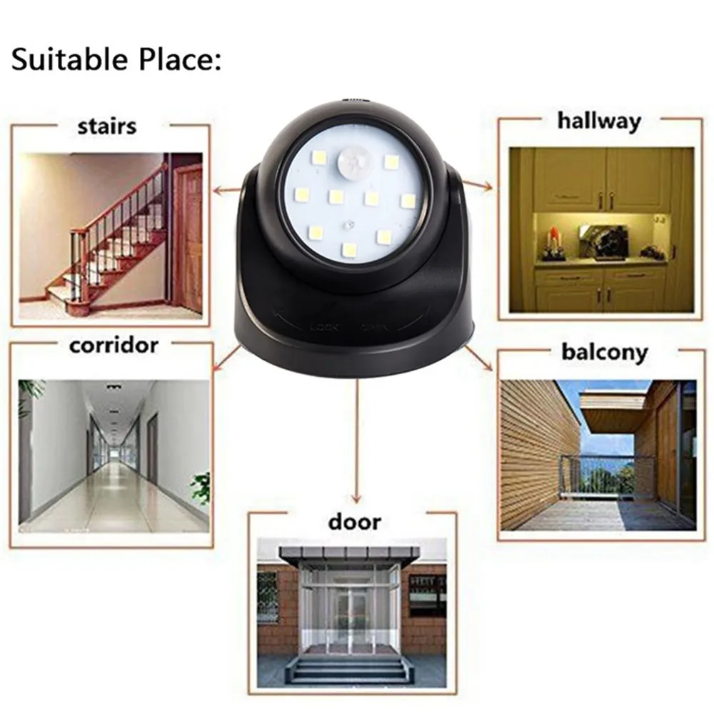 Induction Wall Night Light Multi-purpose Wall Night Light Energy-saving LED Wall Lamp 360-degree Rotation Porch Lamp Portable