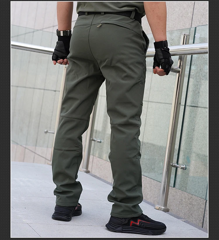TRVLWEGO Dicke, warme Fleece-Wanderhose für Herren, Winter, winddicht, für den Außenbereich, Softshell, Regen, Trekking, Camping, Skihose – Detail 6