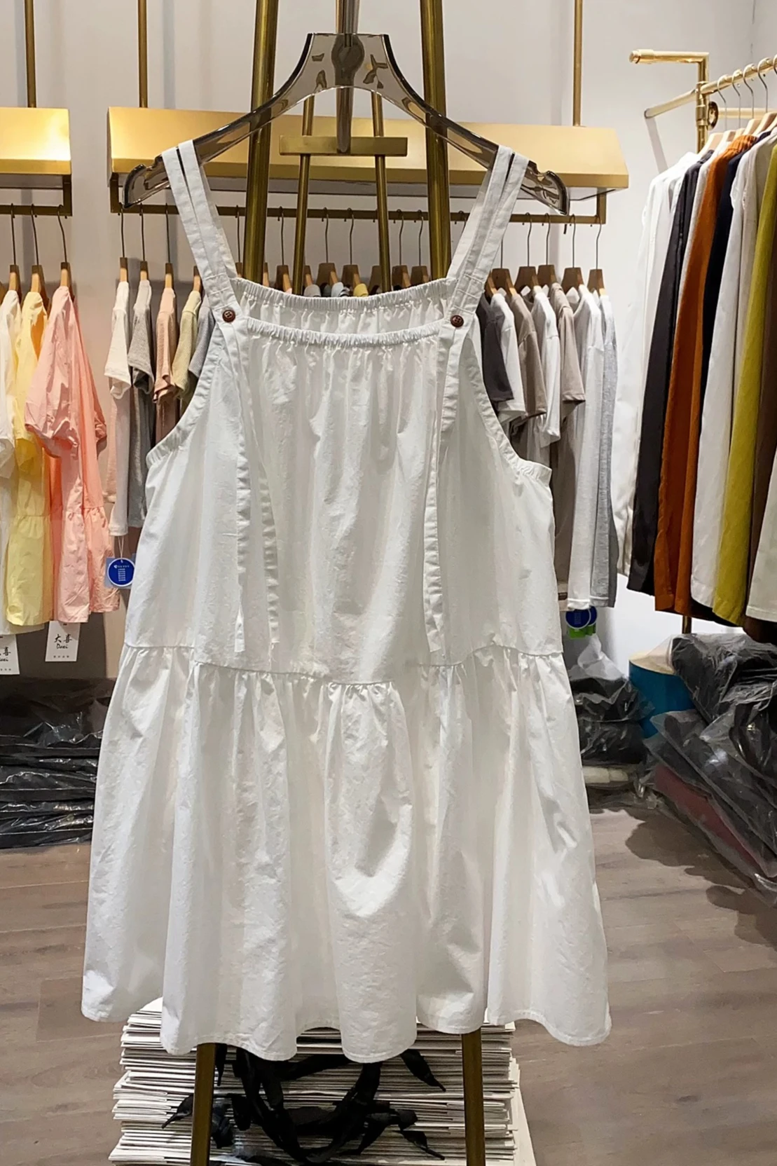 Summer New Women's Dress Loose Strap A-line Skirt