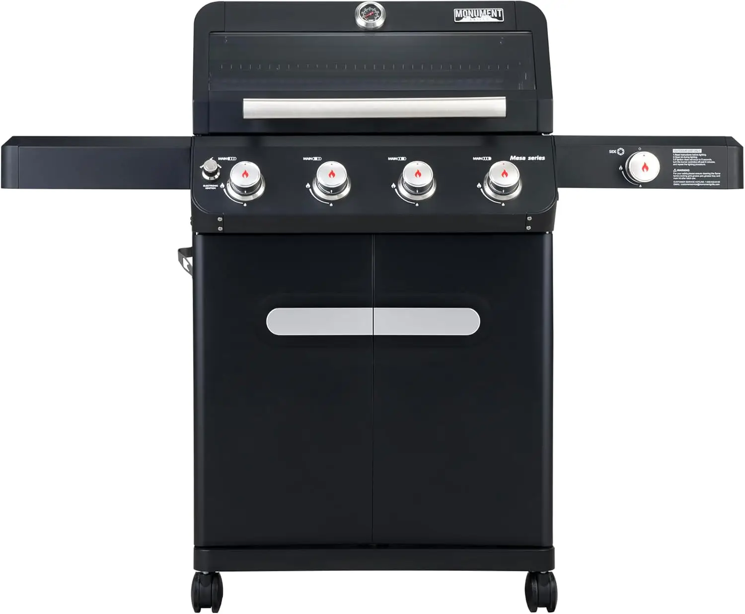 

Propane Gas Grill with 4 Burners and 1 Side Burner, 52,000 BTU Stainless Steel Outdoor Barbecue Grill for Patio Garden, Black Knob Controls, 4-Burner Plus Side Burner Design