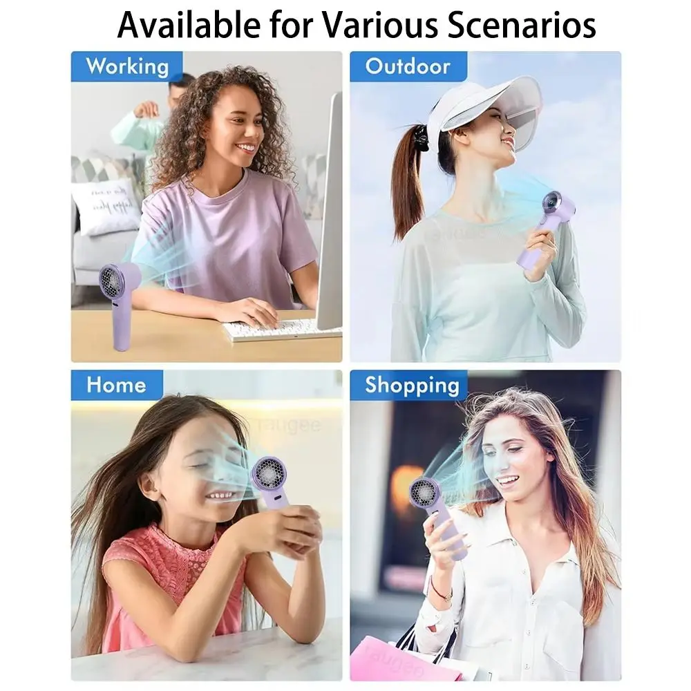 USB Rechargeable Mini Handheld Fan Ultra-Quiet 2000 mAh Personal Cooling Fan 199 Speeds Powerful Wind Turbo Fan for 2000 mAh