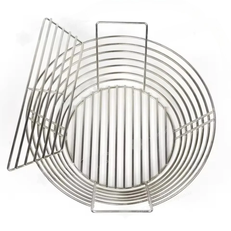 Stainless Steel Charcoal Basket for BBQ Grill, Carbon Basket with Partition Plate Outdoor Barbecue Leak Proof Net Ash Catcher