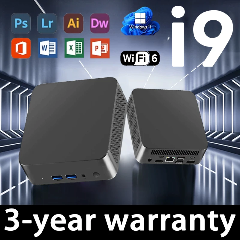

New Mini PC Intel Core i9 9900U Windows 11 16GB 32GB DDR4 1TB SSD WIFI6 BT5.2 Portable Gaming Pc Office Desktop Computer Leisure