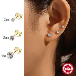 BOAKO 3 Piece 925 Sterling Silver Earrings Set For Women Mini Stud Earring 18K Gold Plated Fine Jewelry Boucle Oreille Femme