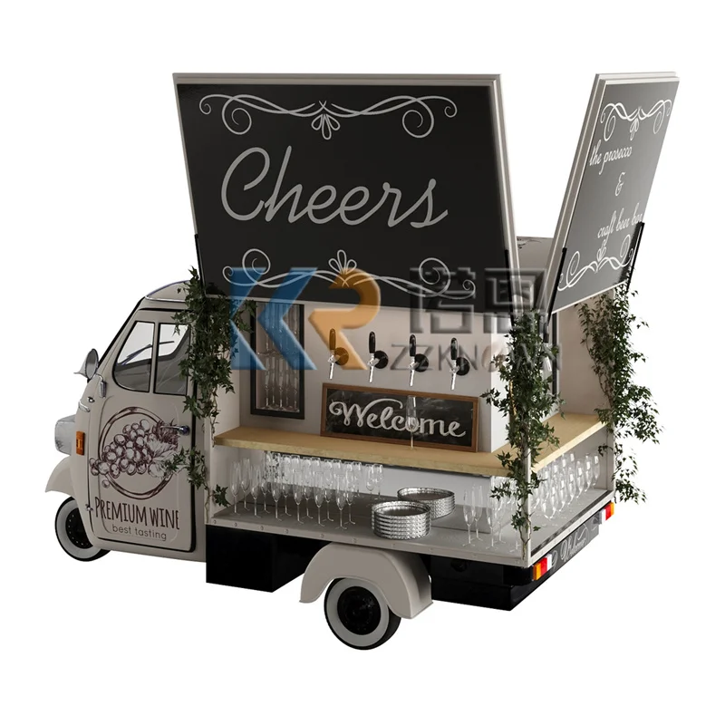 With Full Kitchen Coffee Street Food Cart Tuk Tuk Beer Vending Bar Piaggio Ape Electric Tricycle Mobile Fast Food Truck