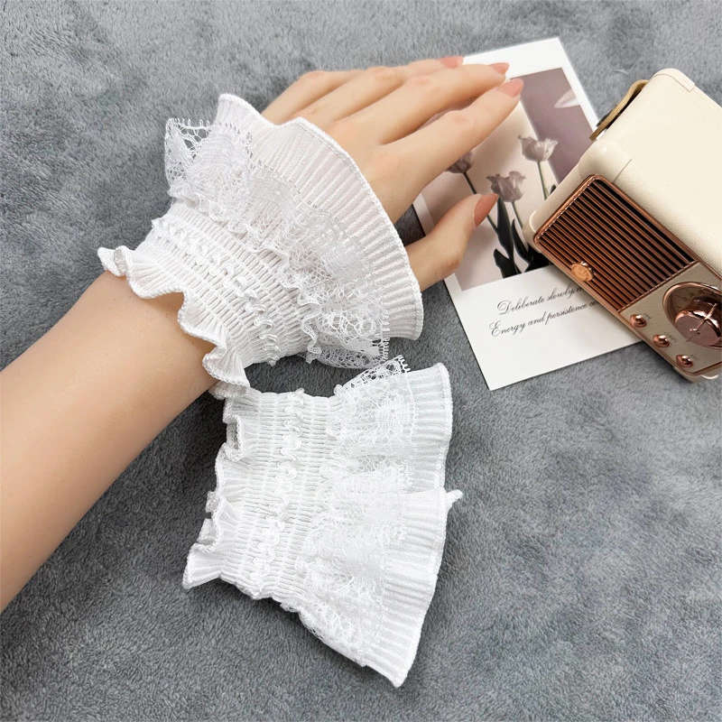 Background Of Nail Photos Lace Short Fake Hand Sleeves Mesh Flared Decorative Wrist Cuffs Nails Styles Showing Props