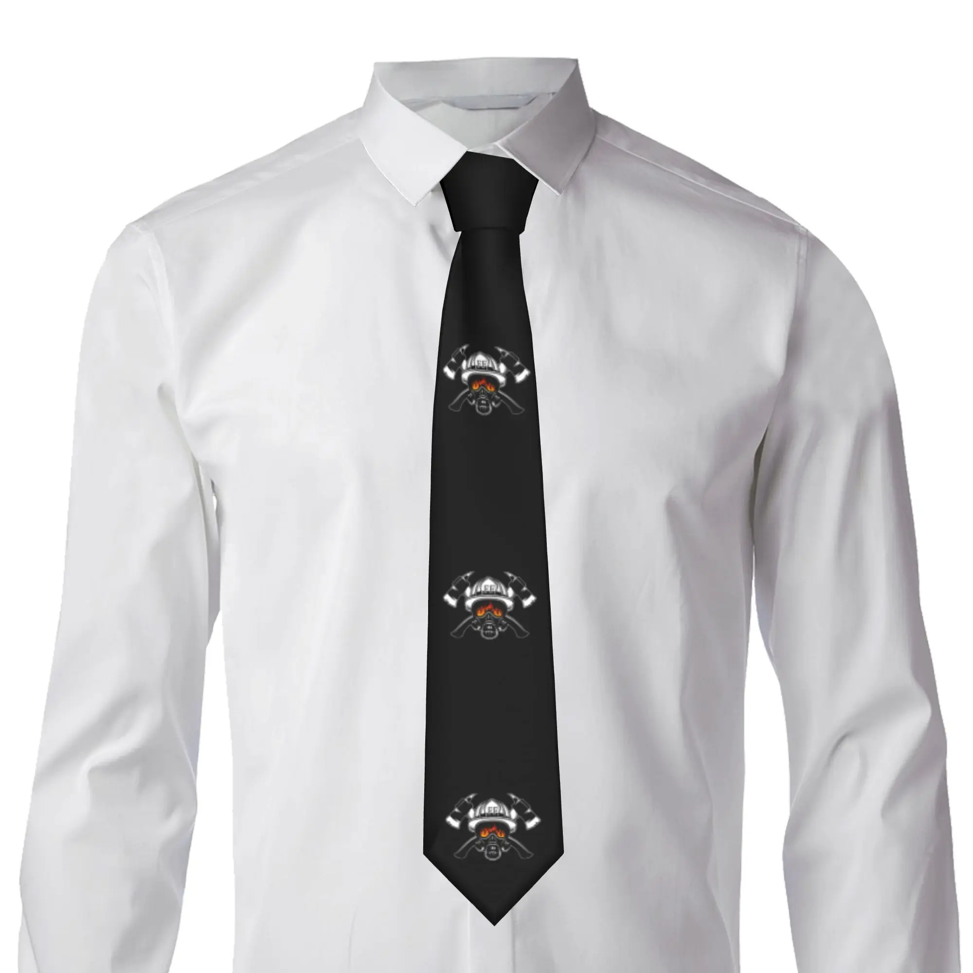 Fashion Firefighter Skull Neck Ties for Office Mens Fireman Fire Rescue Neckties