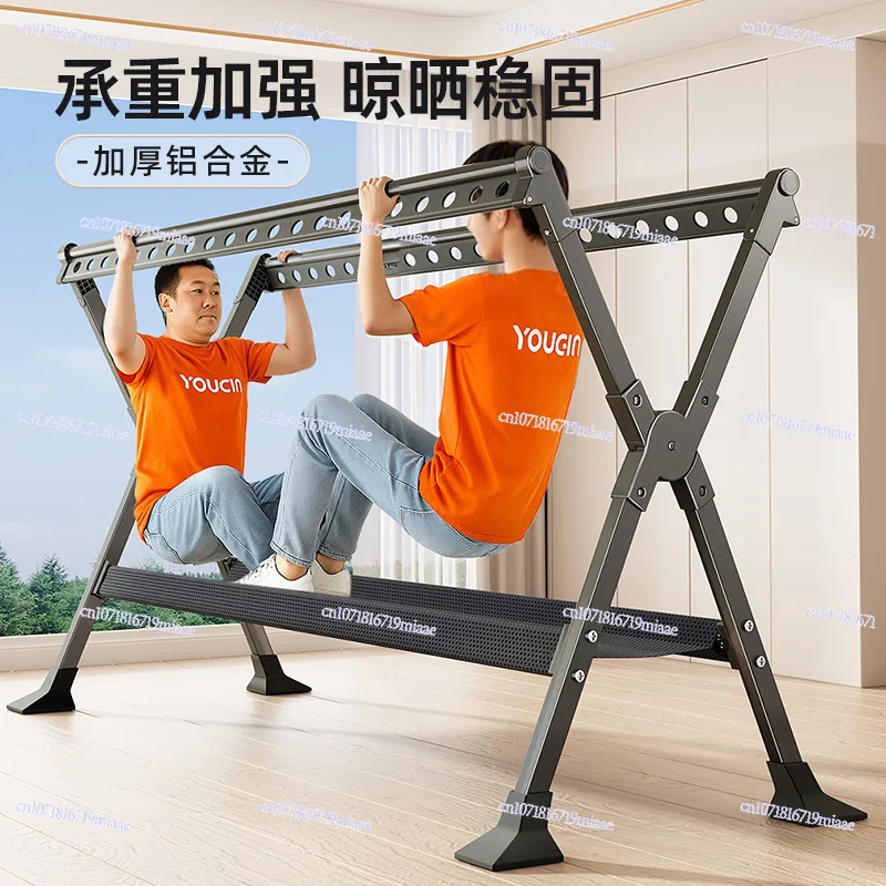 Drying Rack Floor-to-ceiling Foldable Telescopic Hanging Clothes Drying Rod Indoor and Outdoor Household Balcony Quilt Hanger