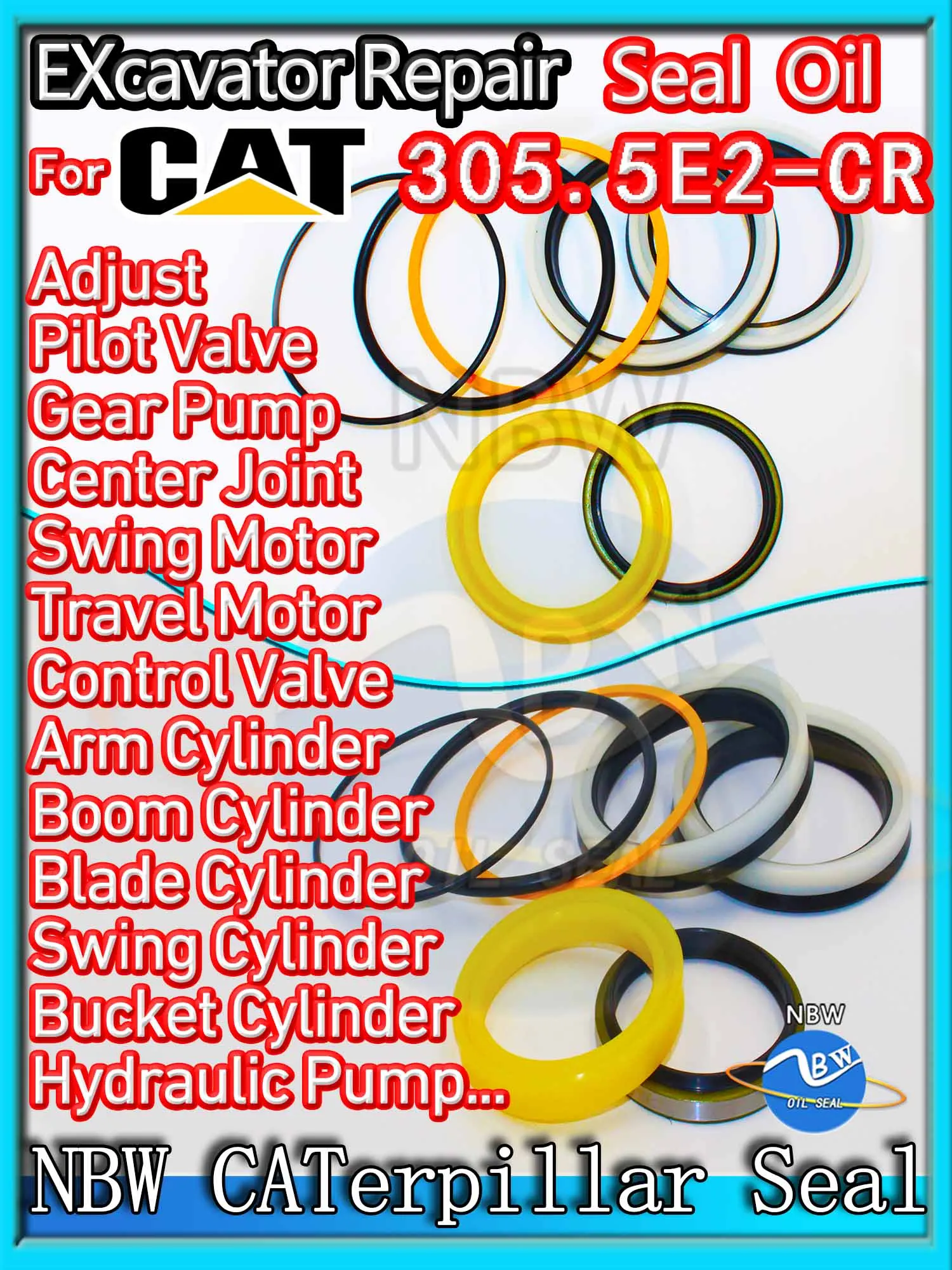 

For Caterpillar 305.5E2-CR Excavator Oil Seal Kit High Quality Repair Cat 305.5E2 CR Machinery Maintenance Floating Rebuild Dust