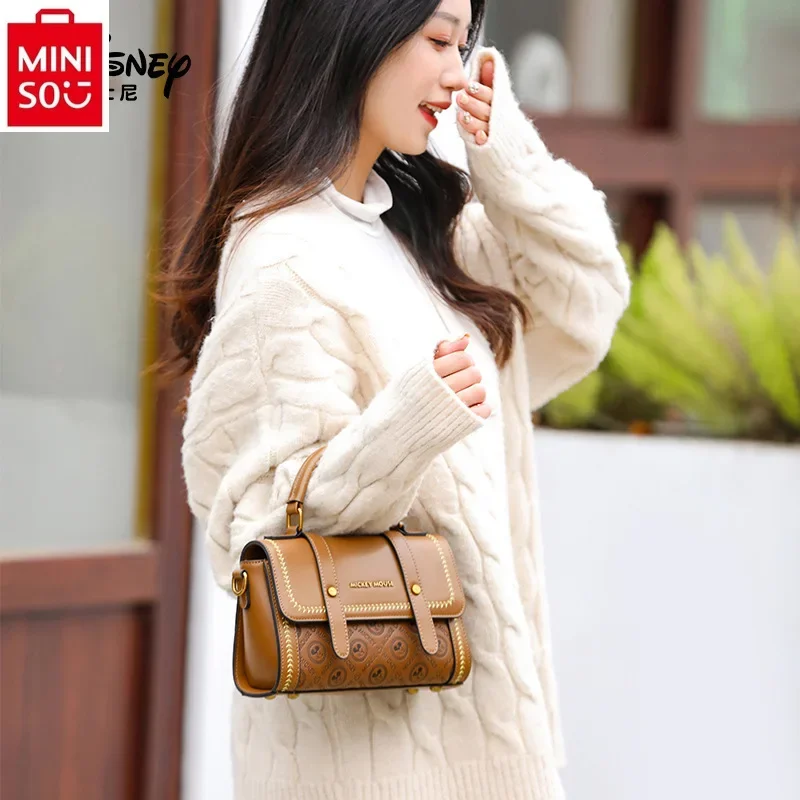 MINISO-Sac à Bandoulière Imprimé Classique pour Femme, Rétro, Marque de Luxe, Rangement Multifonctionnel, Cambridge