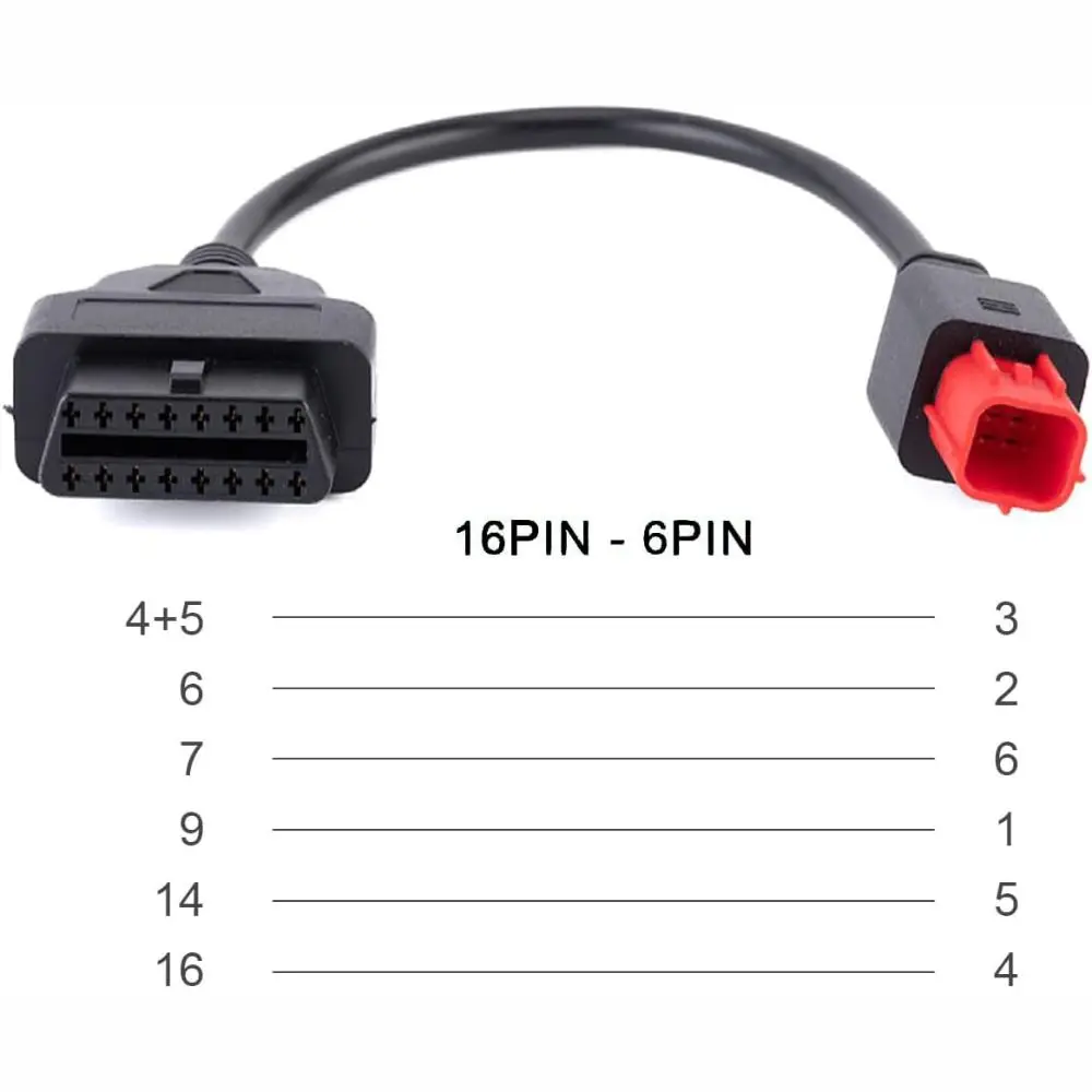 6 Pin OBD2 Connector Cable Diagnostic Tool Compatible Extension Design Motorcycle OBD Cable OBD2 Diagnostic Cord For Yamaha
