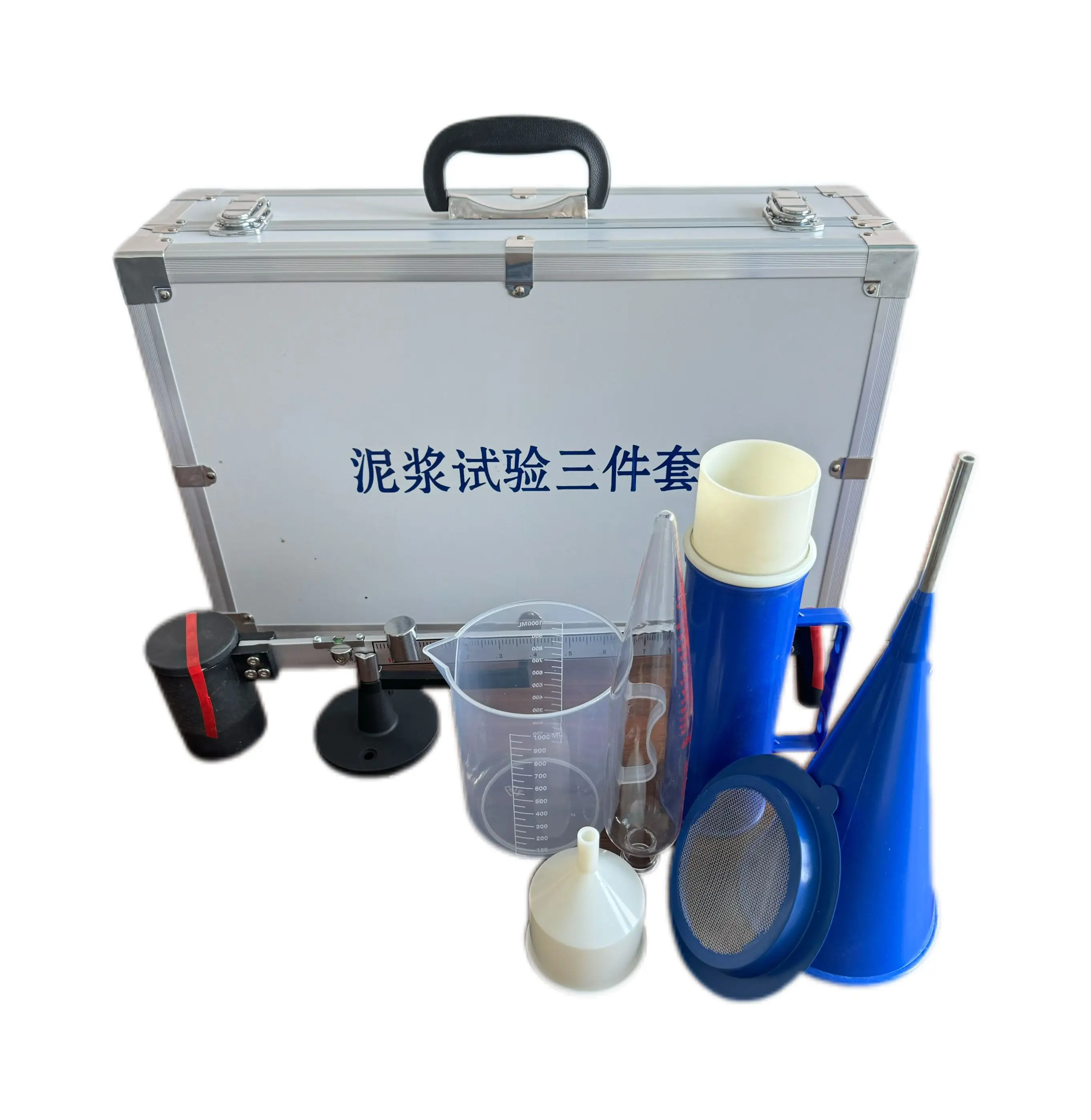 Portable Slurry Test Box (3-piece) Bentonite Mud Three-piece Tester Set Gravity Meter Viscometer Reinforced Aluminum Box