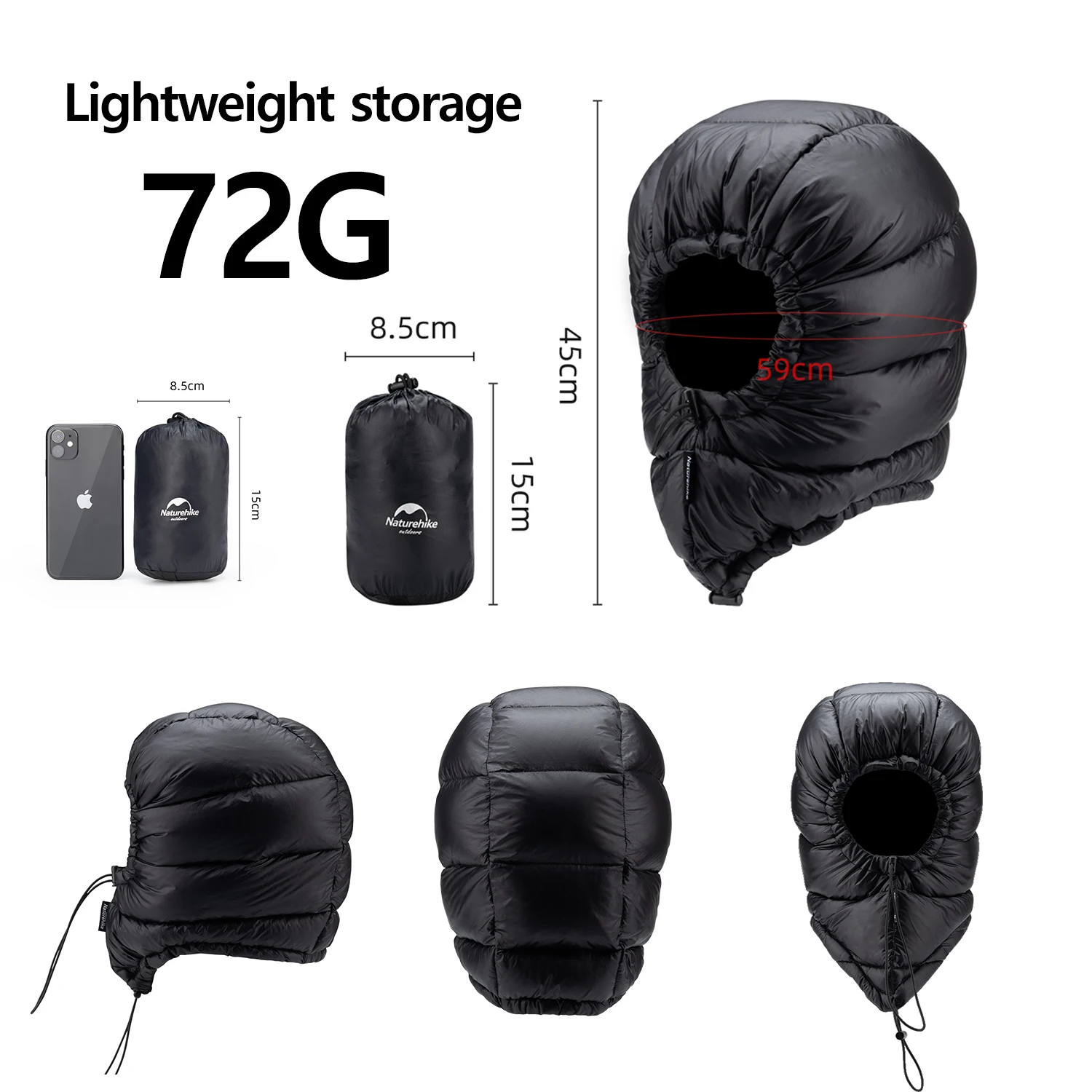 Naturehike Ultralight Portable Winter Waterproof Warm Three Piece Down Hat Gloves Shoe Covers Hiking Camping Clothing Equipment