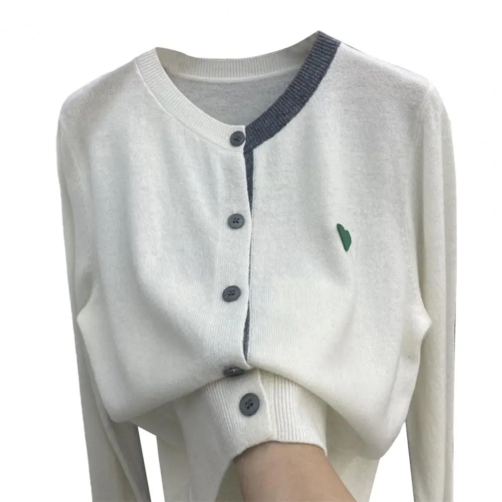 

Women Fall Winter Knit Cardigan Single-breasted Round Neck Elastic Cardigan Sweater Warm Anti-pilling Lady Sweater Coat