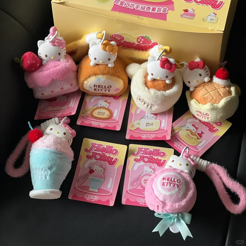 

Cute Cartoon Hello Kitty Sweet Workshop Series Blind Box Aromatherapy Pendant Trendy Surprise Blind Box Backpack Pendant Gift