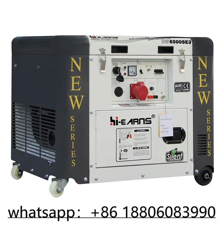 DG6500SE3 5KVA air cooled three phase equal power silent die·sel generator with 4inch universal wheels and top cover open