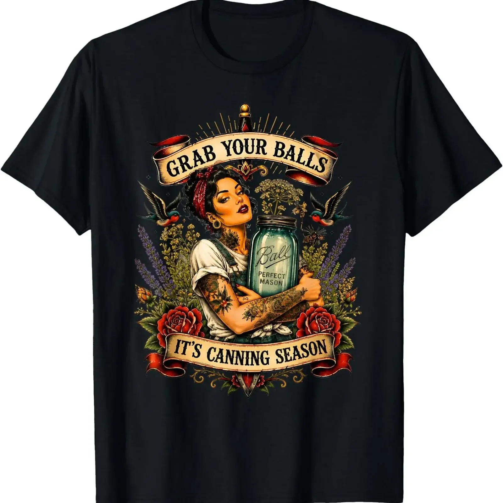Grab Your Balls Its Canning Season Funny Food Preservation T Shirt vintage Washed Comfortable Stylish Breathable Soft
