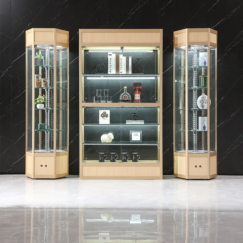 Glass Display Cabinet Company Product Sample Ornament Display Jewelry Display Cabinet Rotating