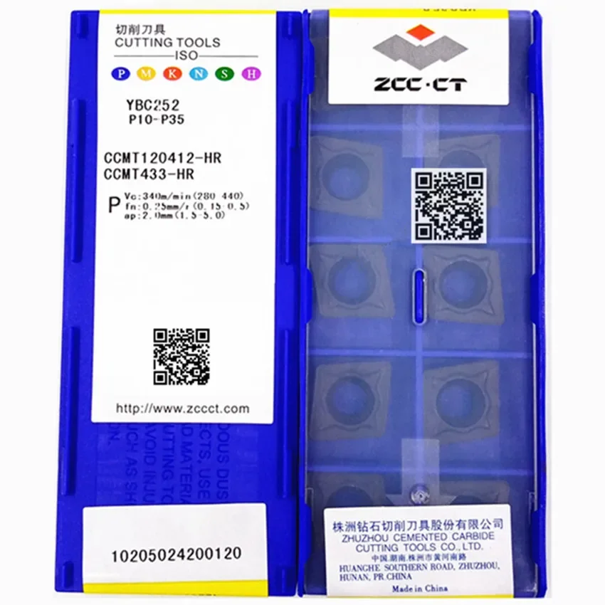 ZCC.CT CCMT120408-HR YBC152/CCMT120412-HR YBC152/CCMT120408-HR YBC252/CCMT120412-HR YBC252 Inserti per tornitura in metallo duro CNC per acciaio