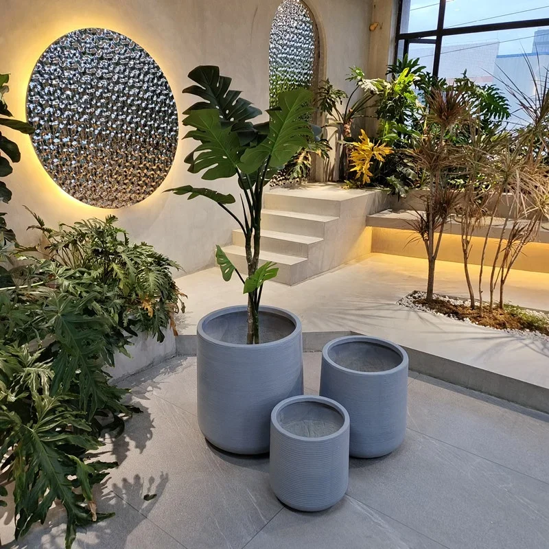 

Large Stock Concrete Cement Flower Pots Light Grey Planter Pots for Garden Durable Factory Priced Hotels Restaurants