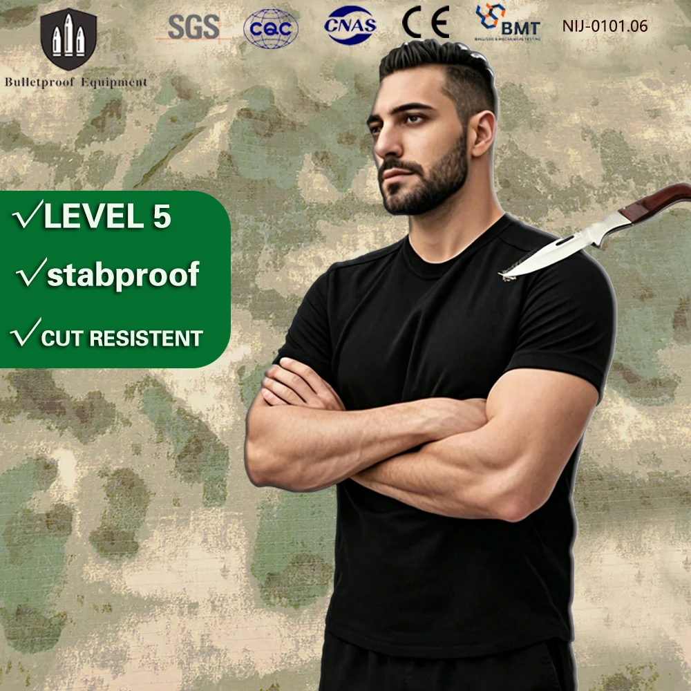 EN Level 5 Soft Stab Resistant T-shirt Concealed Anti-Stab Shirt Cut Resistant Stabproof Vest Protective Clothing