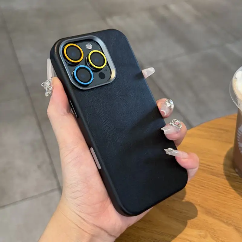 

Магнитный чехол для телефона из искусственной кожи в стиле ретро HOCE для iPhone 16 Pro Max 16 Plus с кнопкой управления камерой, противоударный деловой чехол