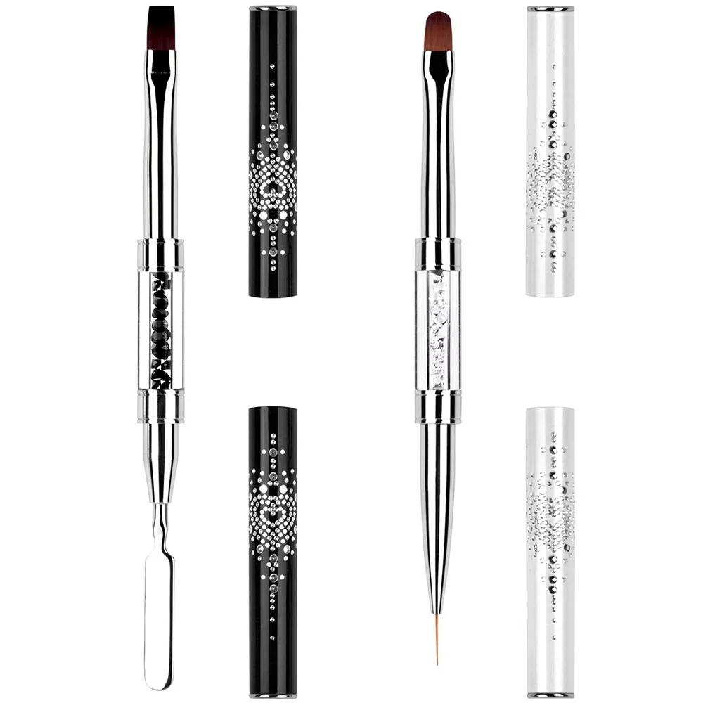 

Dual-Ended Hard Nail Art Brush Builder Gel Rhinestone Handle French Tip for Manicure Design Polish Gel Liner Professional Pen./'