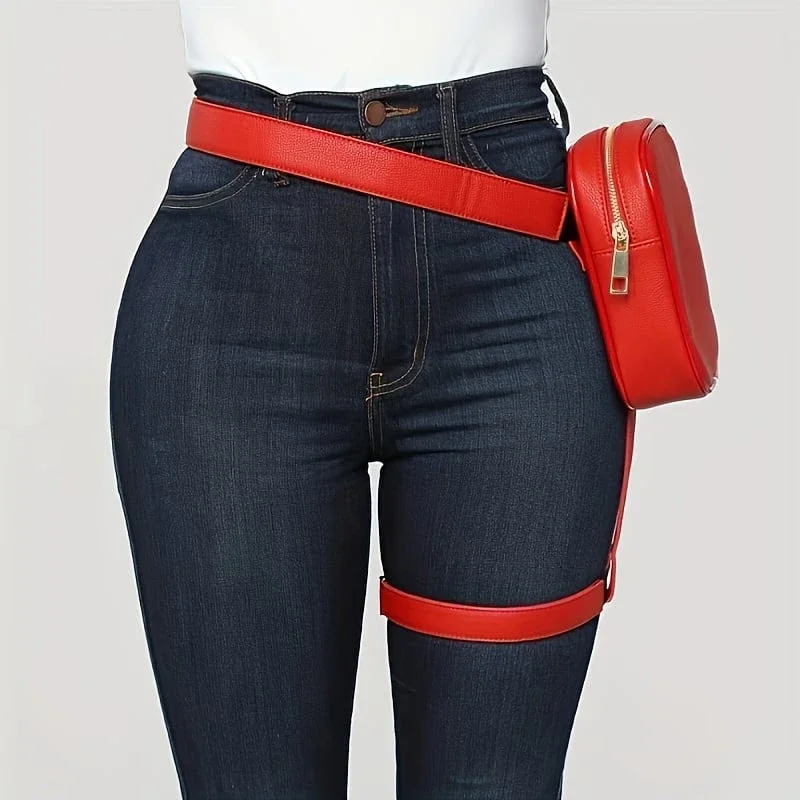 

Cool Girl Bag Fanny Pack for Outdoor Hiking Motorcycle Trendy Stylish Black Women Waist Leg Belt
