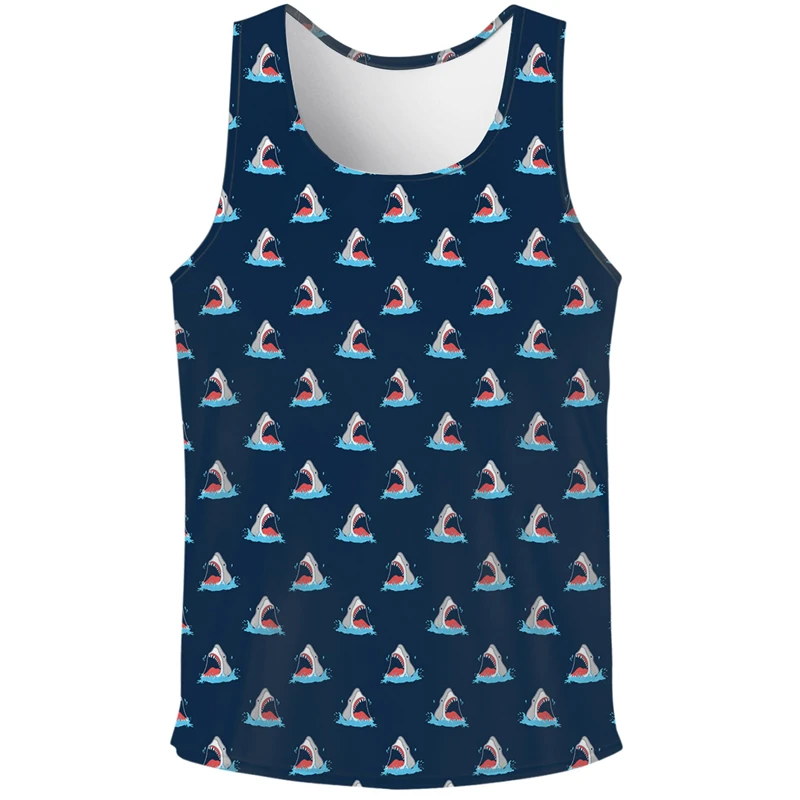 Fashion 3d Print Shark Dinosaur Tank Top Men Hot Sale Summer Street Gym T-Shirt Cartoon Animal Graphic Sleeveless Tee Shirt