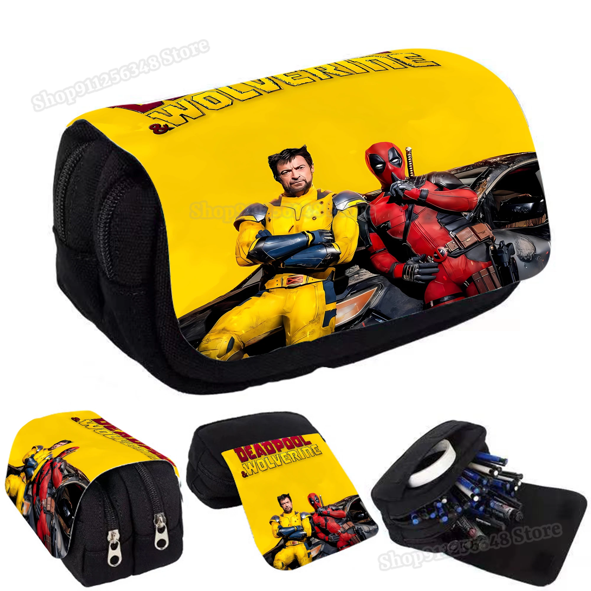 Deadpool & Wolverine Pattern Print Flap Pen Bag scatola portaoggetti per cancelleria per studenti astuccio per matite di grande capacità torna a